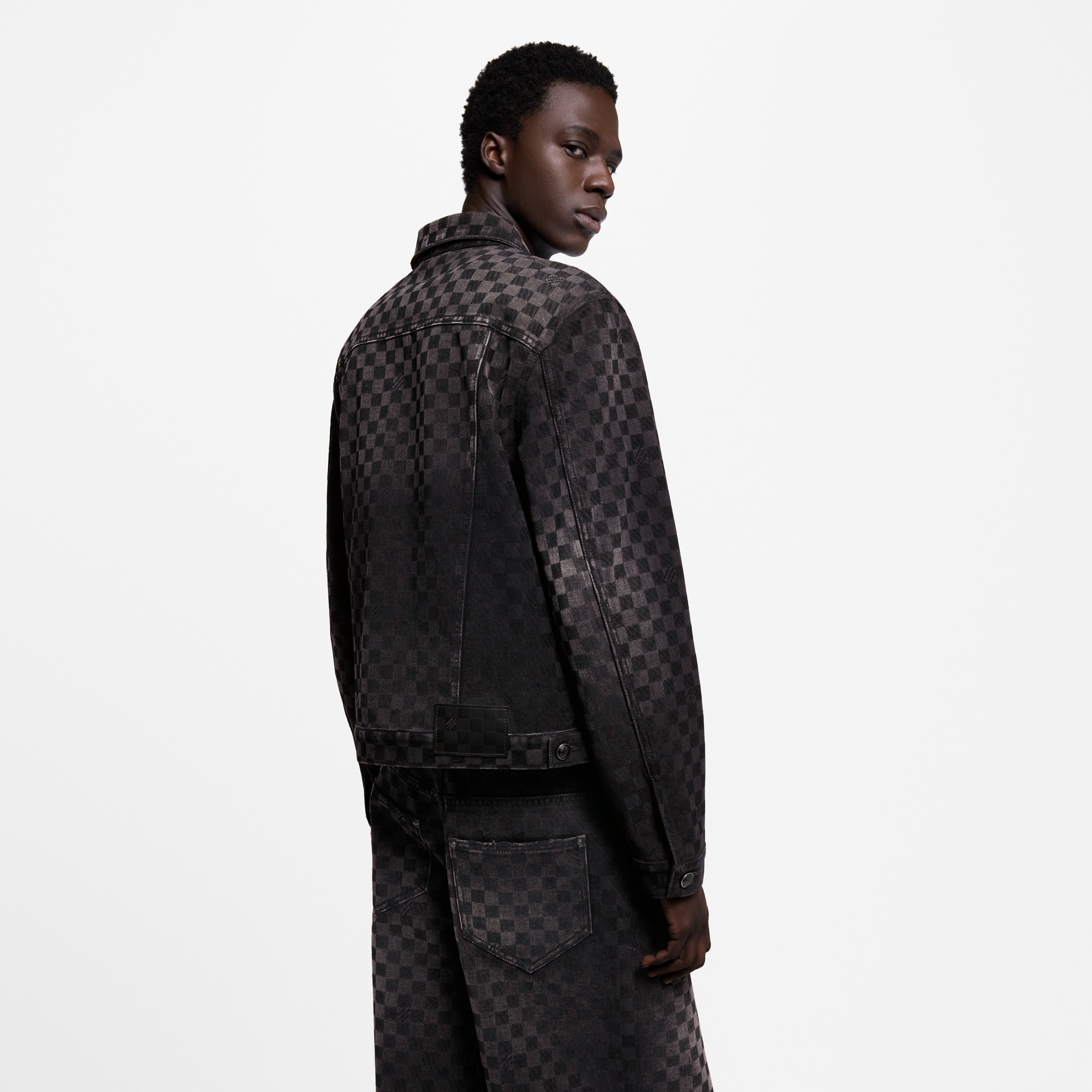 Flocked Damier Denim Trucker Jacket  in Men