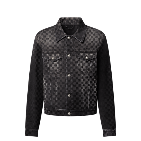 Flocked Damier Denim Trucker Jacket in Men's Ready-to-Wear Outerwear and Coats collections by Louis Vuitton (Product zoom)