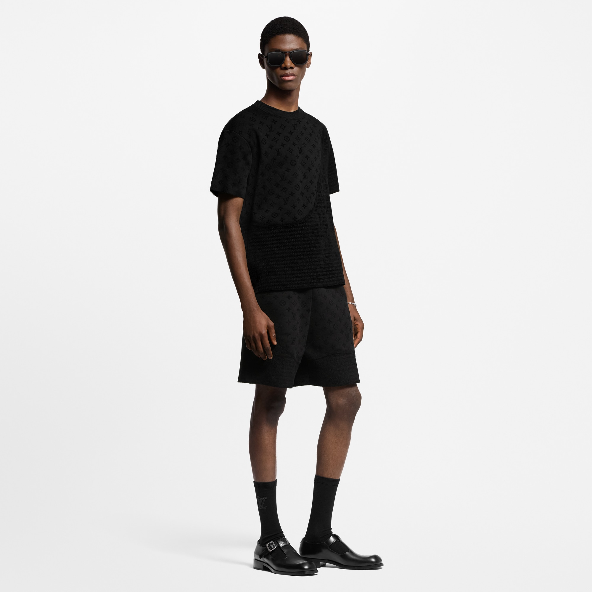 Graphic Jacquard Knitted Shorts  in Men