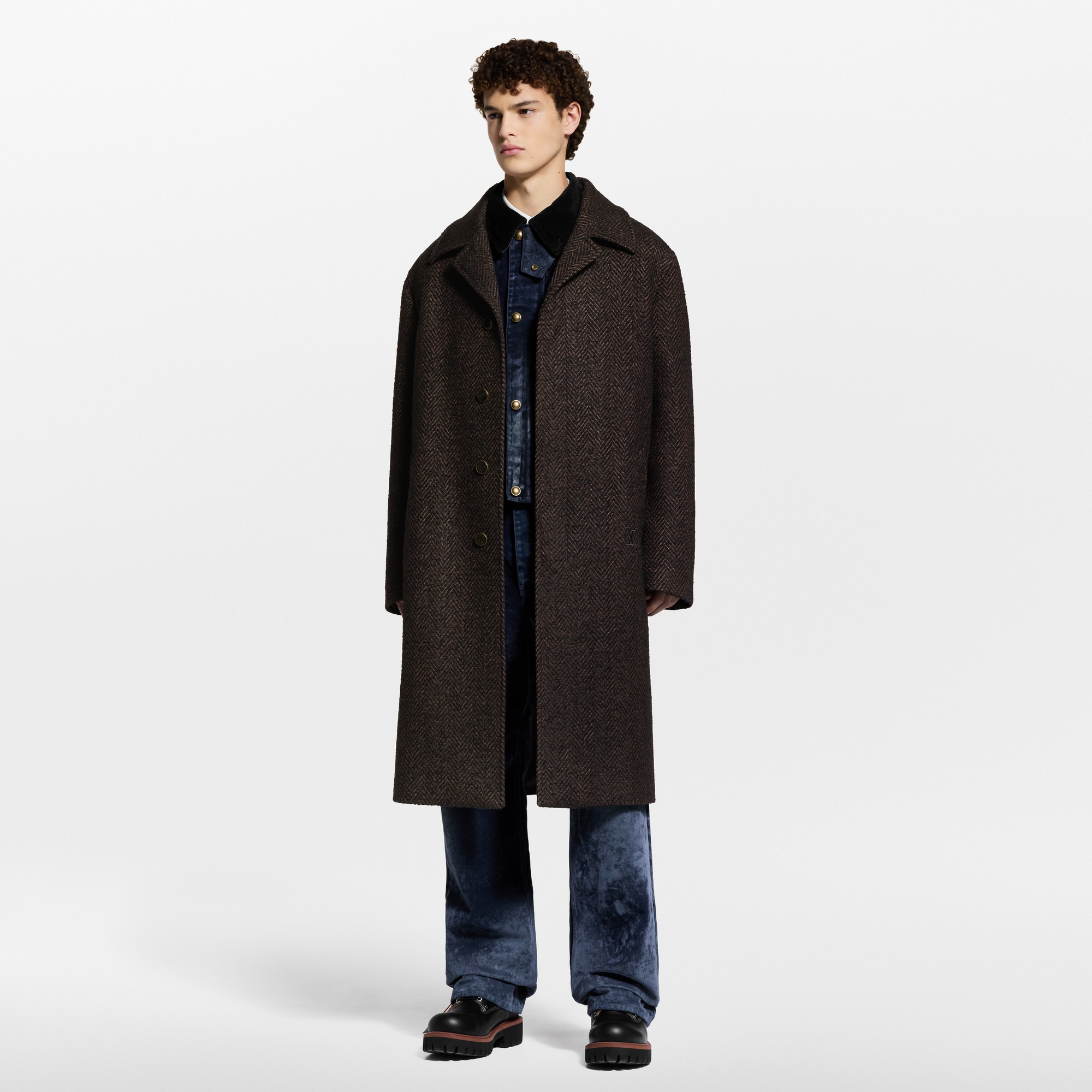 Herringbone Relaxed Coat  in Men