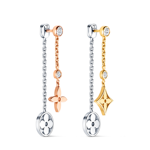 Idylle Blossom Long Earrings, 3 Golds And Diamonds in Jewellery's Categories All Fine Jewellery collections by Louis Vuitton (Product zoom)