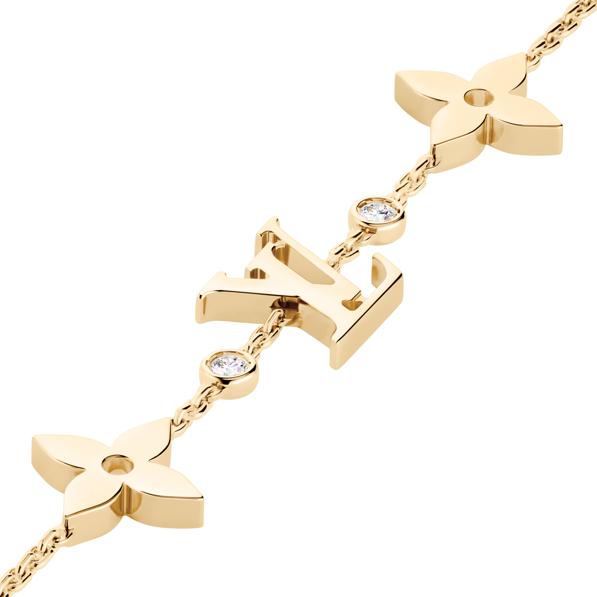 Idylle Blossom Monogram Bracelet, Yellow Gold and Diamonds  in Jewellery