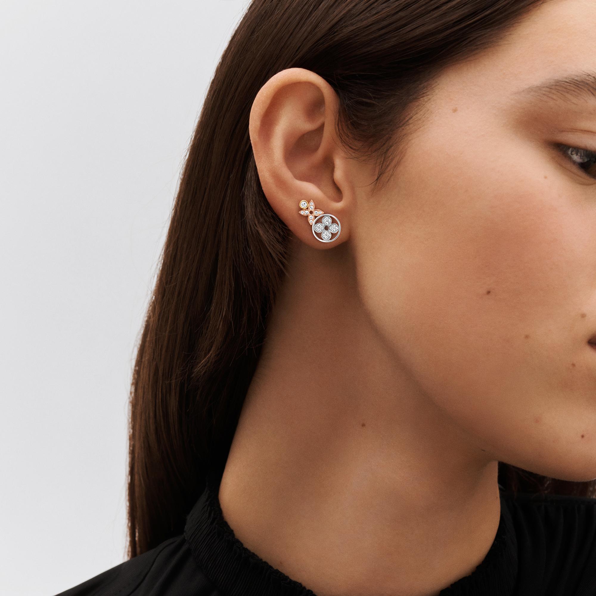 Idylle Blossom Studs, 3 Golds And Diamonds  in Jewellery