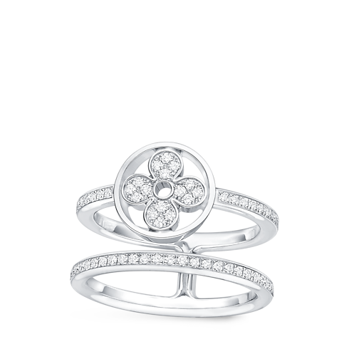 Idylle Blossom Two-Row Ring, White Gold And Diamonds in Jewellery's Categories All Fine Jewellery collections by Louis Vuitton (Product zoom)