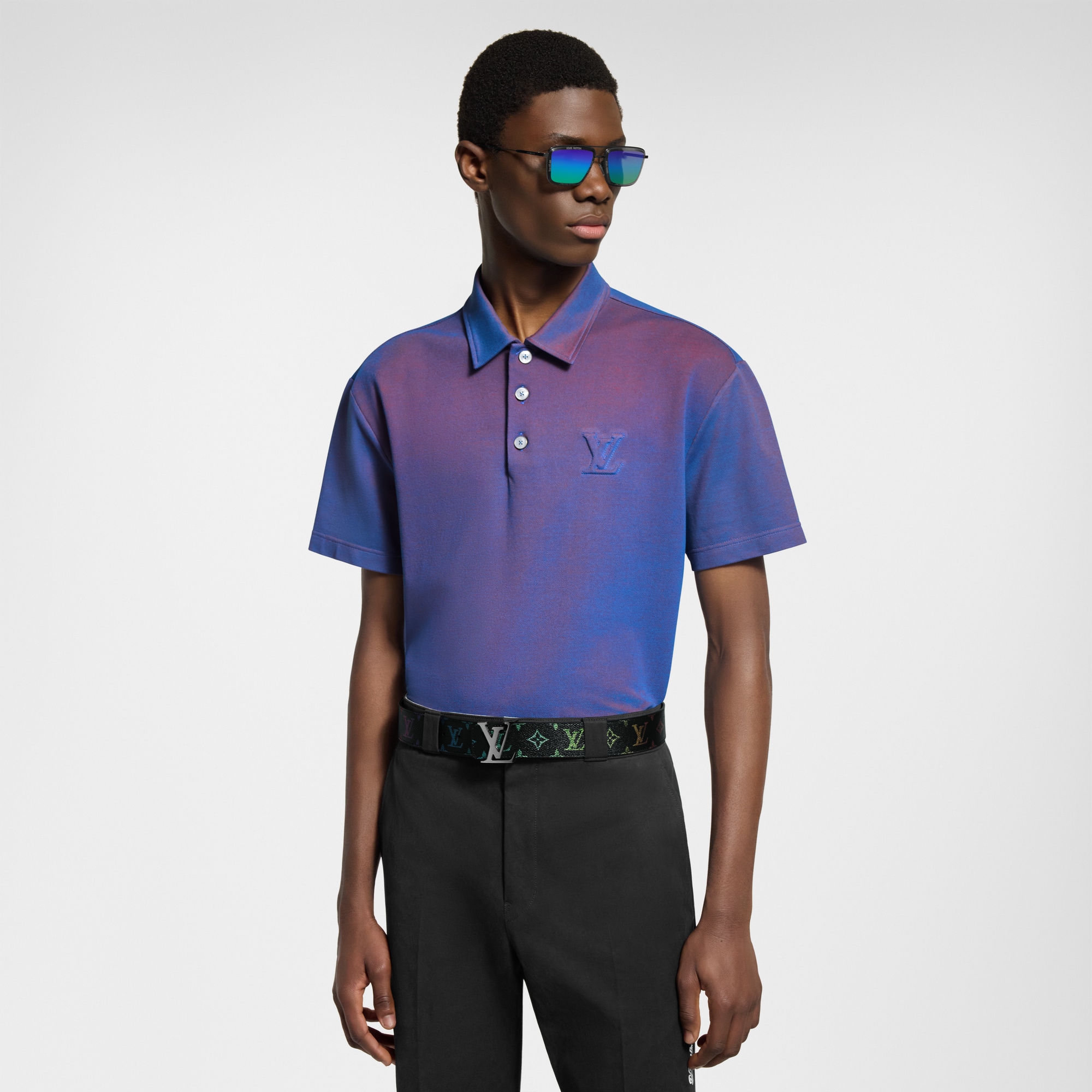 Iridescent Short-Sleeved Piqué Polo Shirt  in New