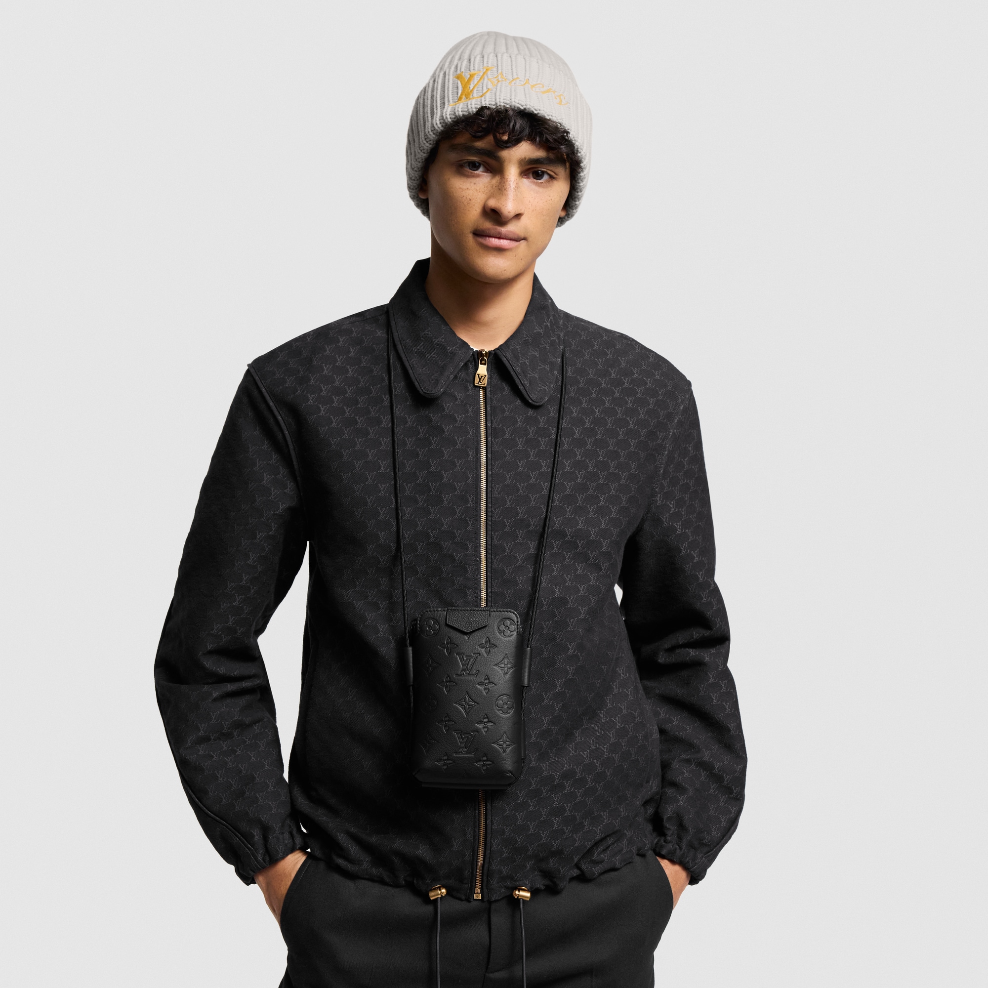 Lace Up Pouch Monogram Shadow Leather in Men