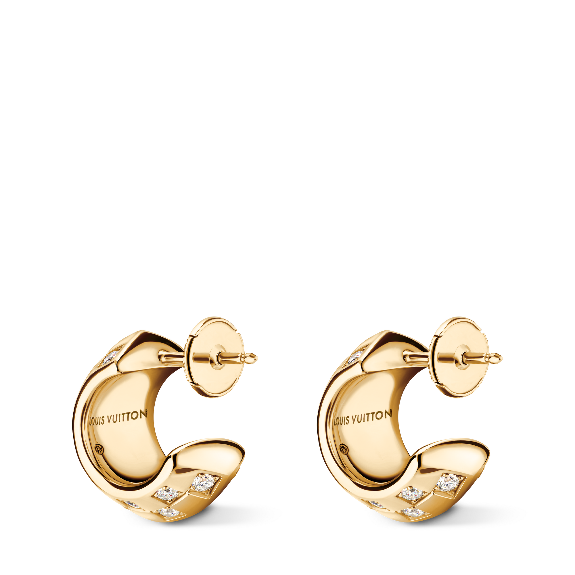 Le Damier de Louis Vuitton Double Hoops, Yellow Gold and Diamonds  in Jewellery
