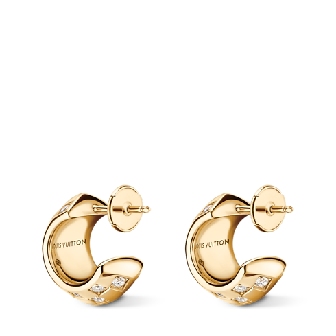 Le Damier de Louis Vuitton Double Hoops, Yellow Gold and Diamonds in Jewellery's Categories Earrings collections by Louis Vuitton (Product zoom)