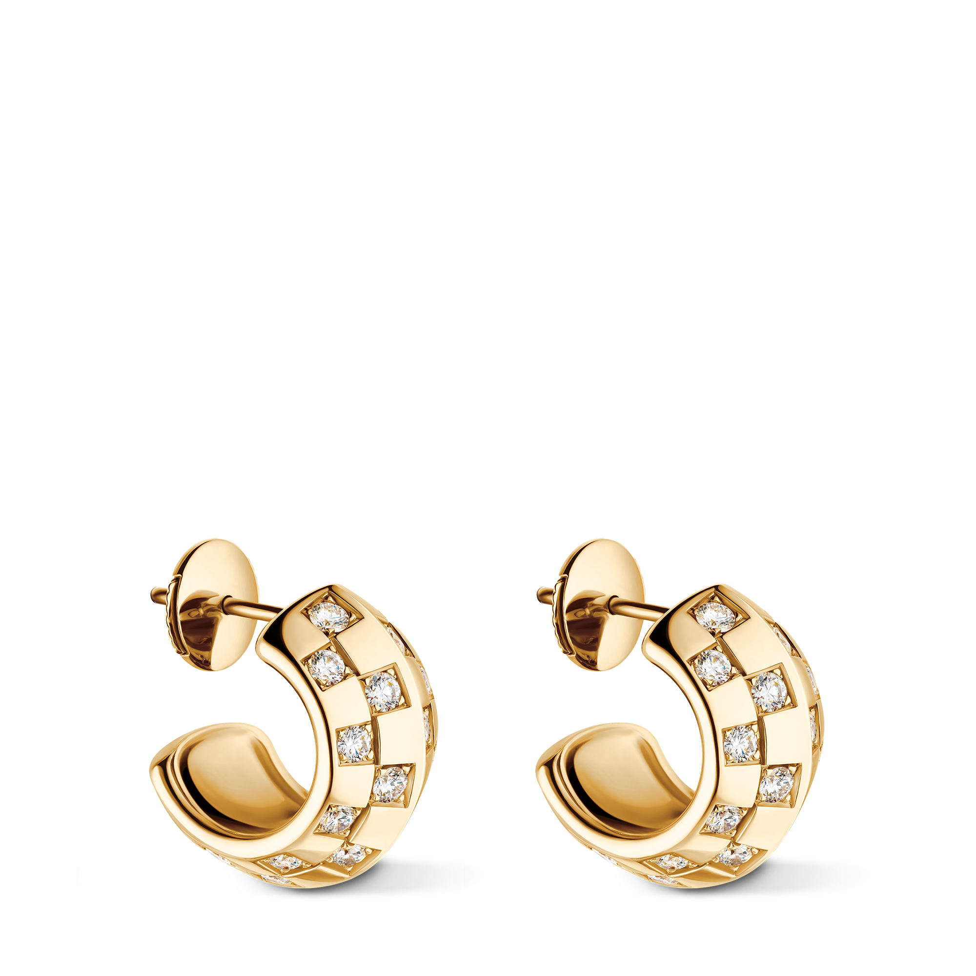 Le Damier de Louis Vuitton Double Hoops, Yellow Gold and Diamonds  in Jewellery