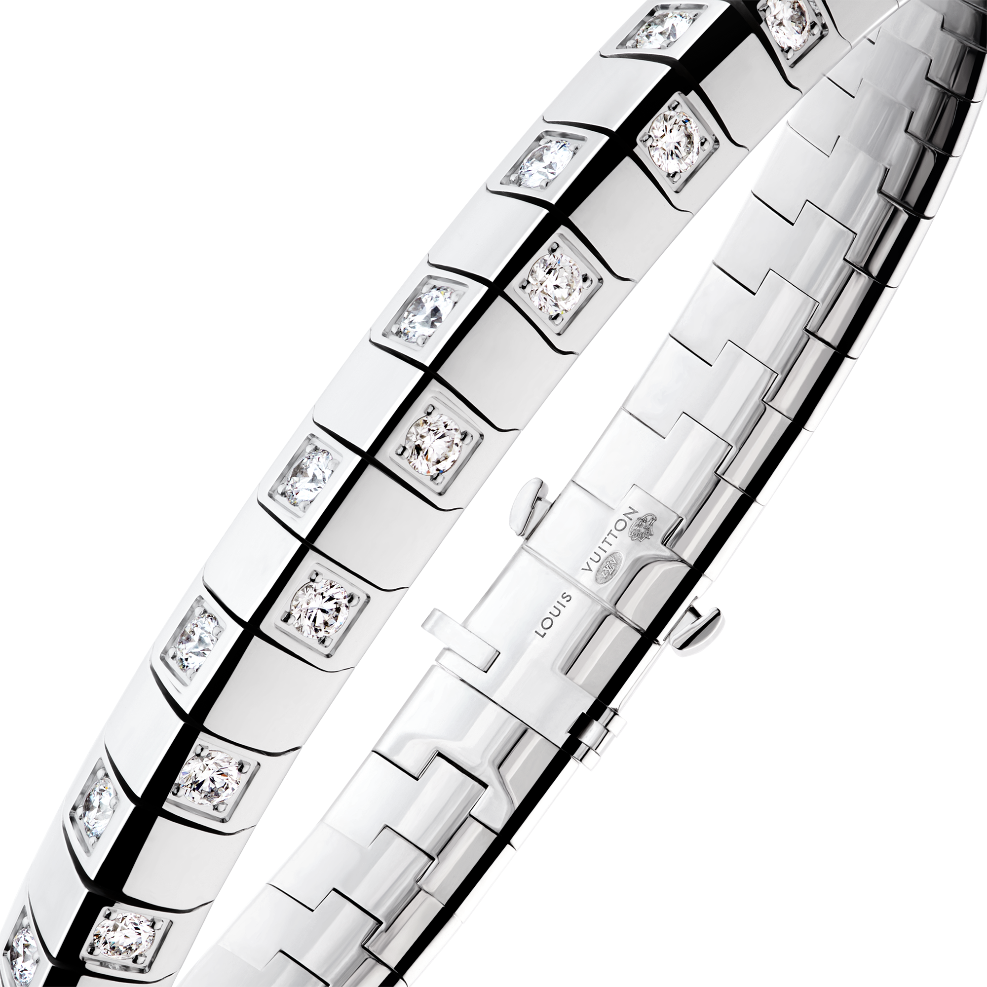 Le Damier de Louis Vuitton Large Bracelet, White Gold and Diamonds  in Jewellery