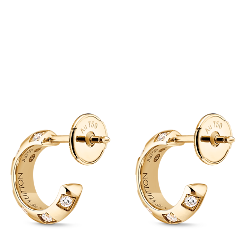 Le Damier de Louis Vuitton Small Hoops, Yellow Gold and Diamonds in Jewellery's Categories Earrings collections by Louis Vuitton (Product zoom)