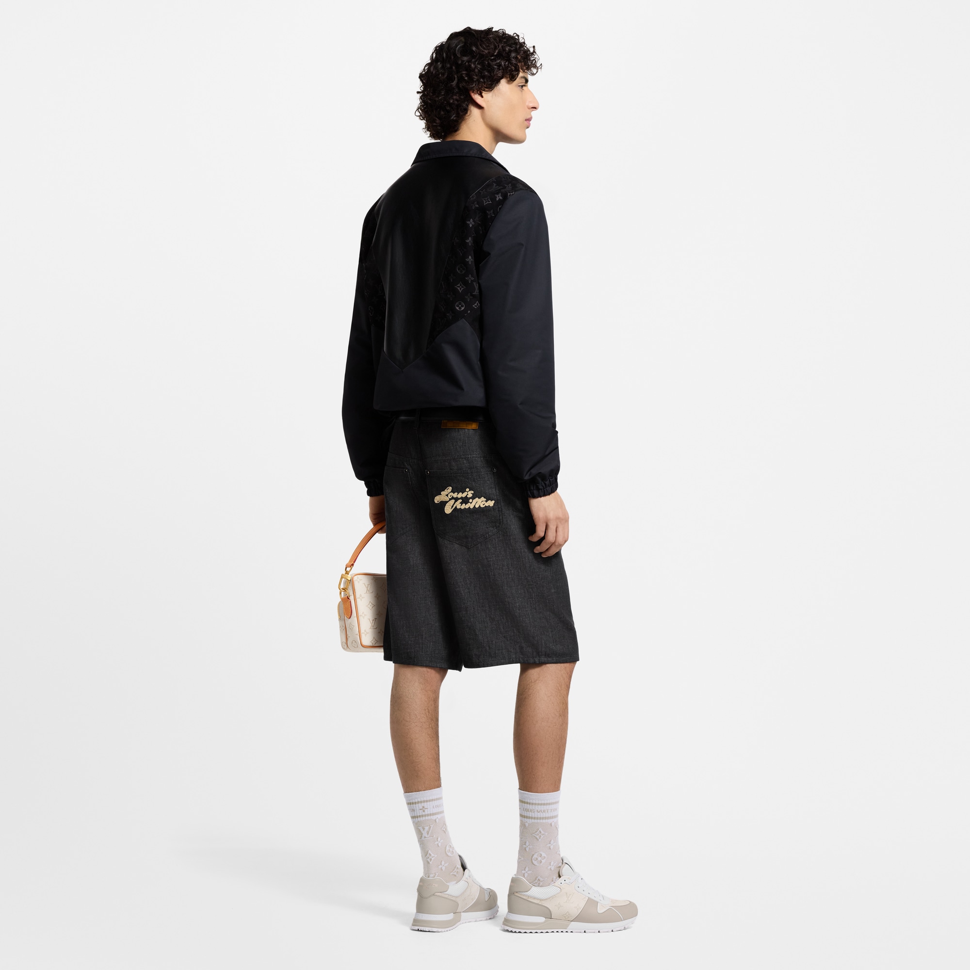 Leather Mix Track Top  in Men