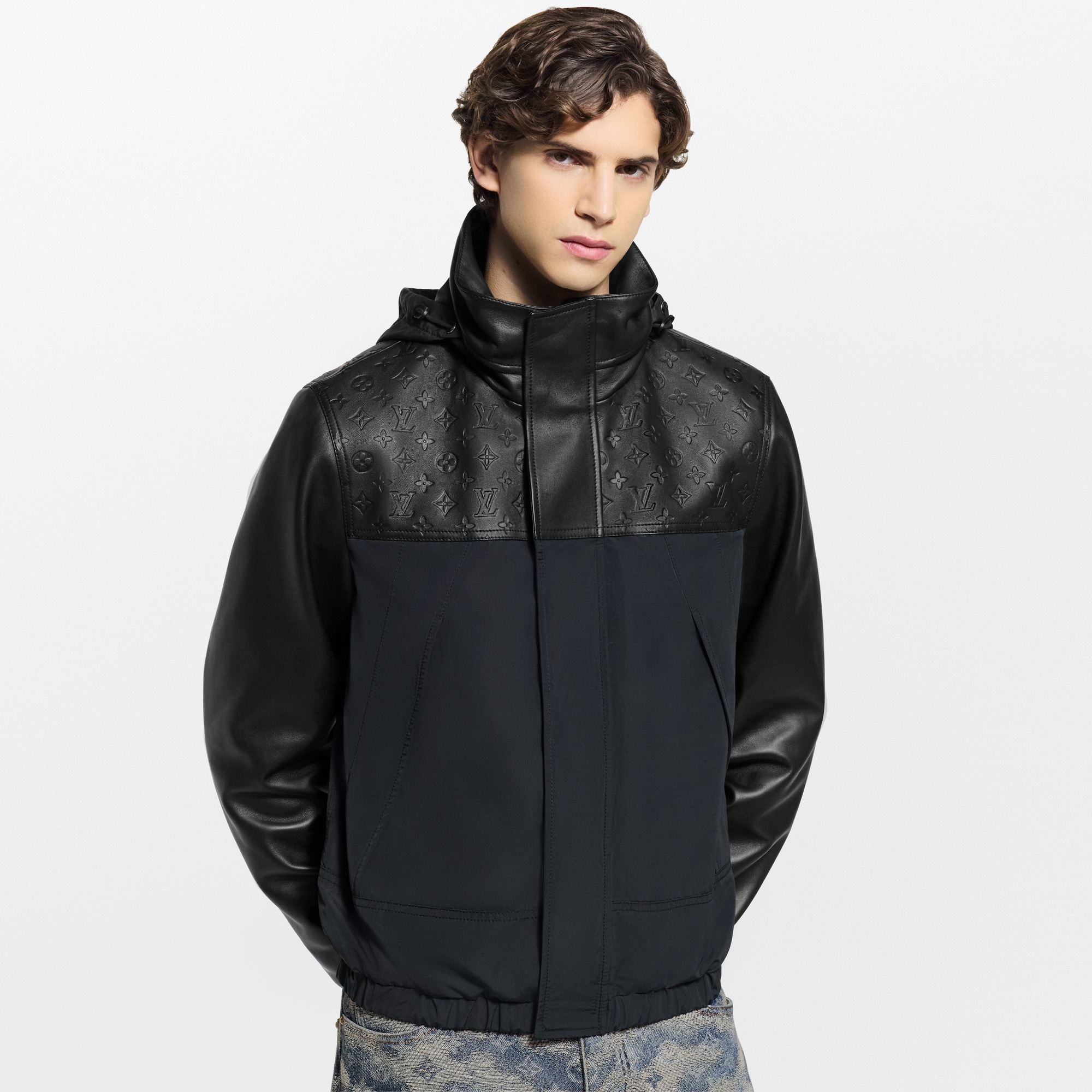 Leather Mix Windbreaker  in Men