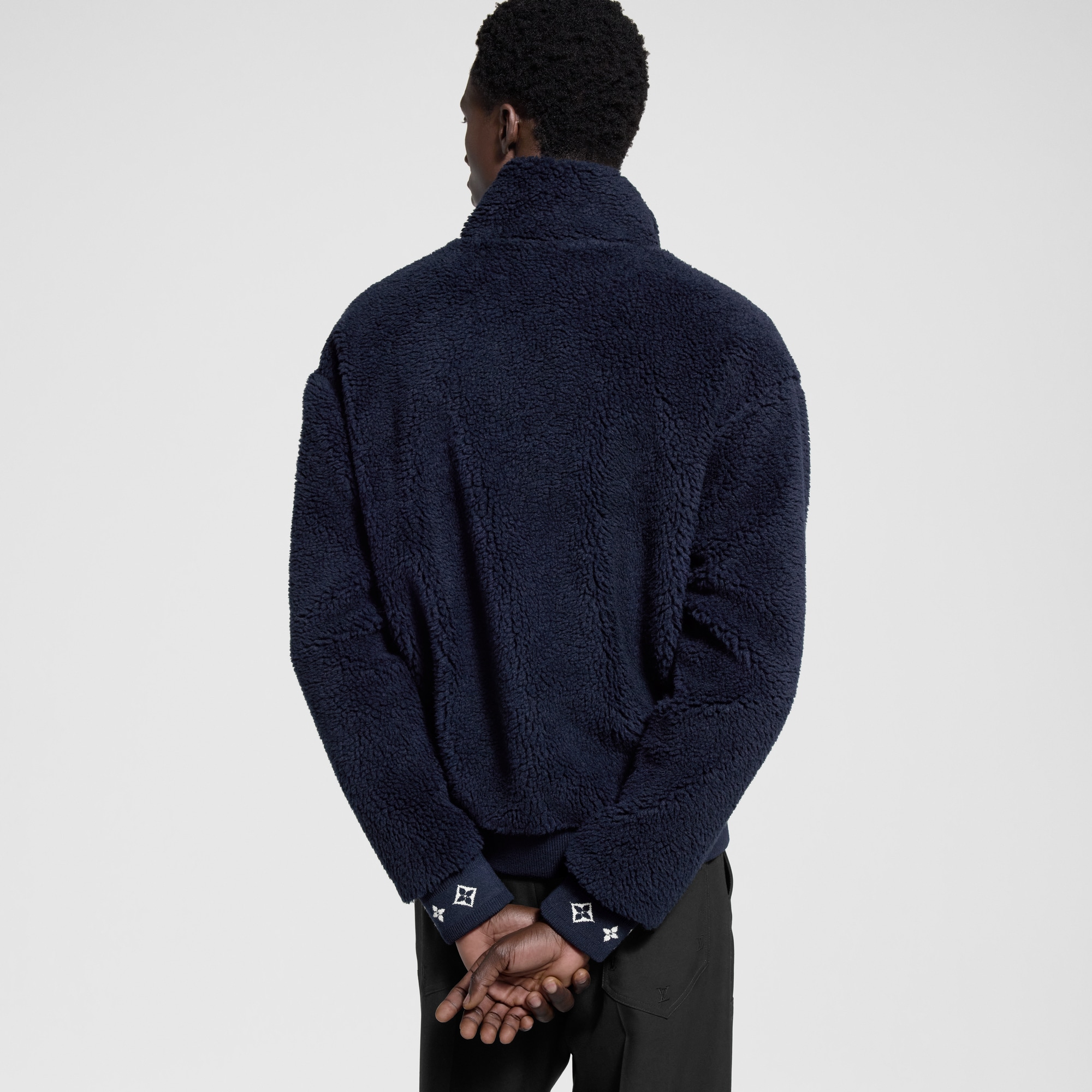 Leather Patch Fleece Blouson  in New