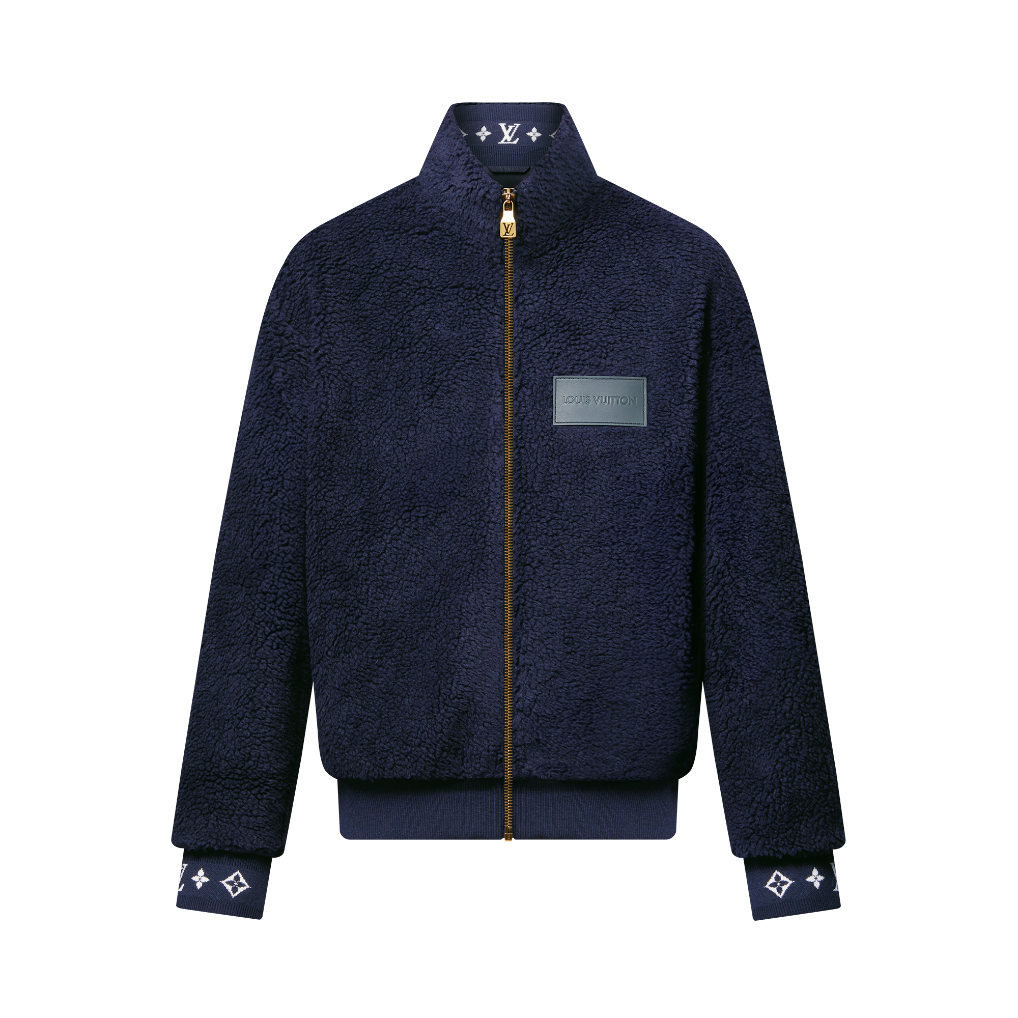 Leather Patch Fleece Blouson  in New
