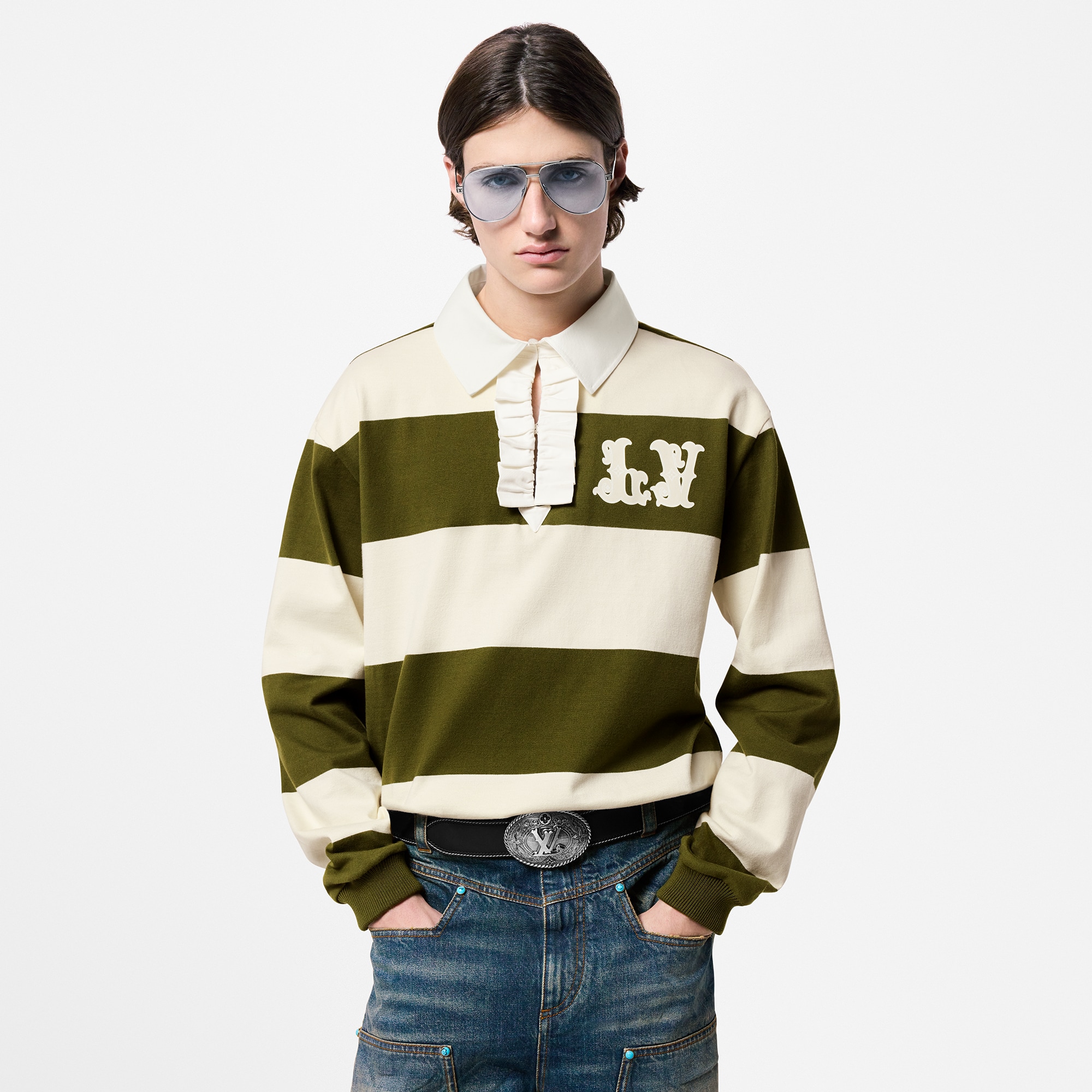 Long-Sleeved Cotton Rugby Polo  in Men