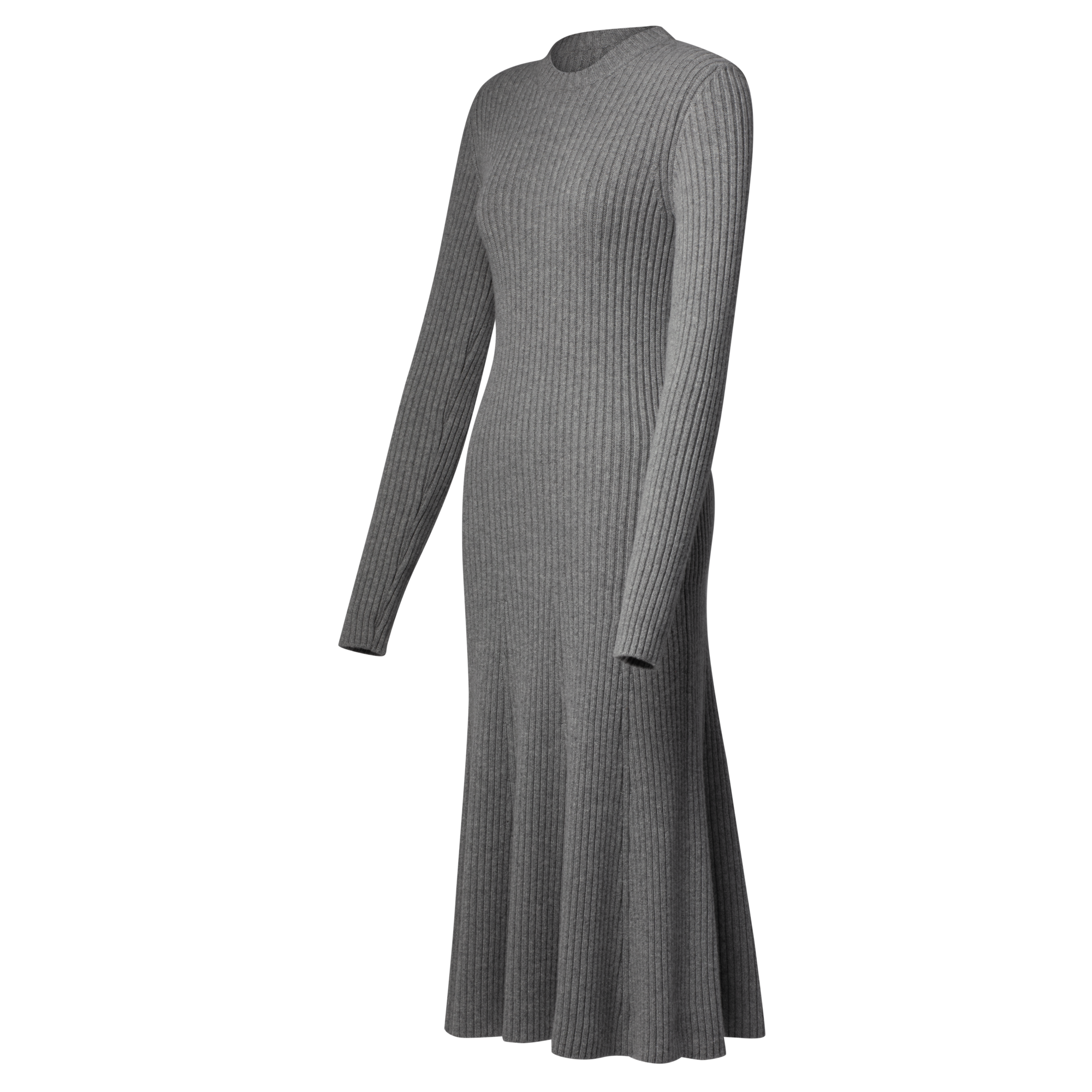 Long-Sleeved Rib-Knit Maxi Dress  in Women