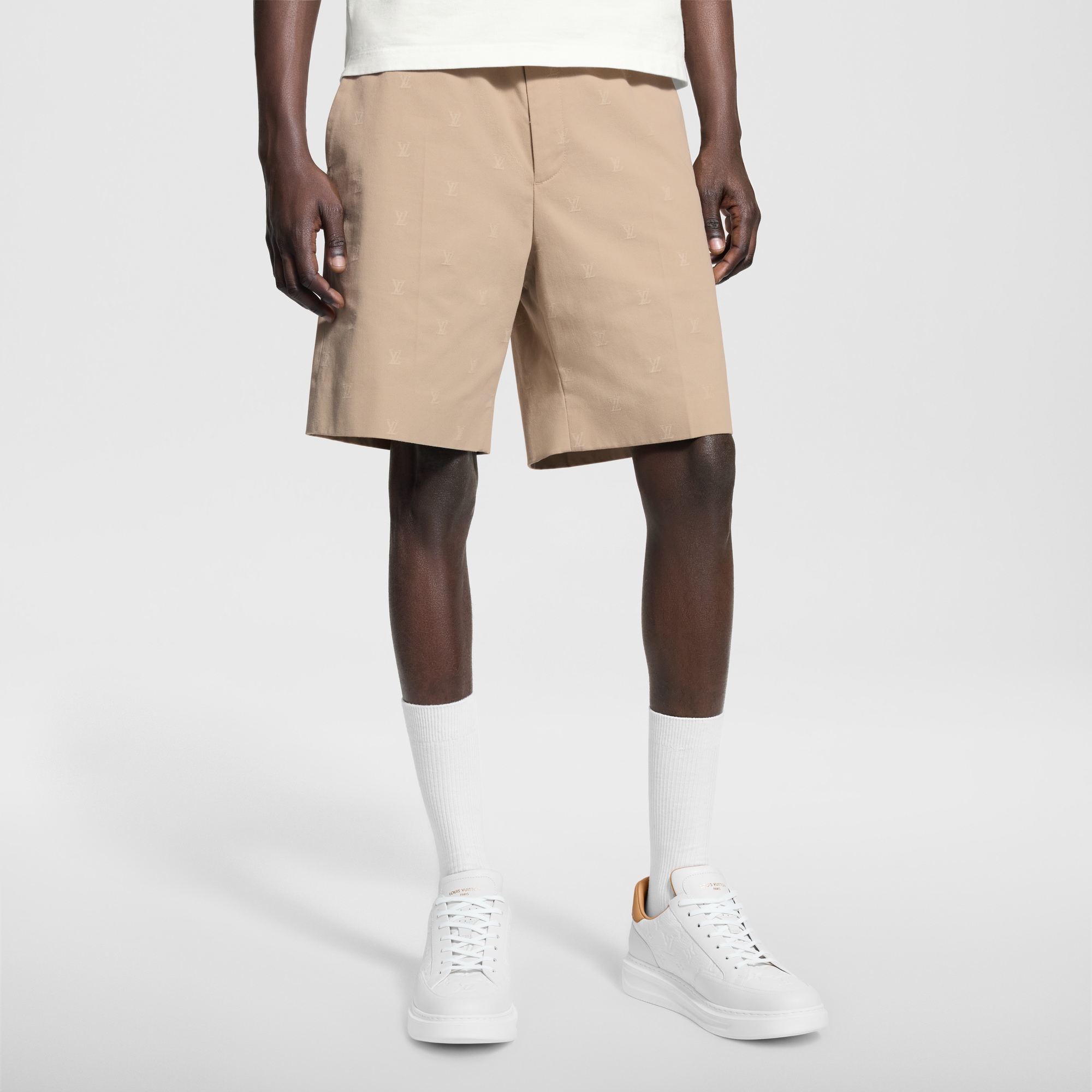 LV Blason Cotton Jacquard Chino Shorts  in Men