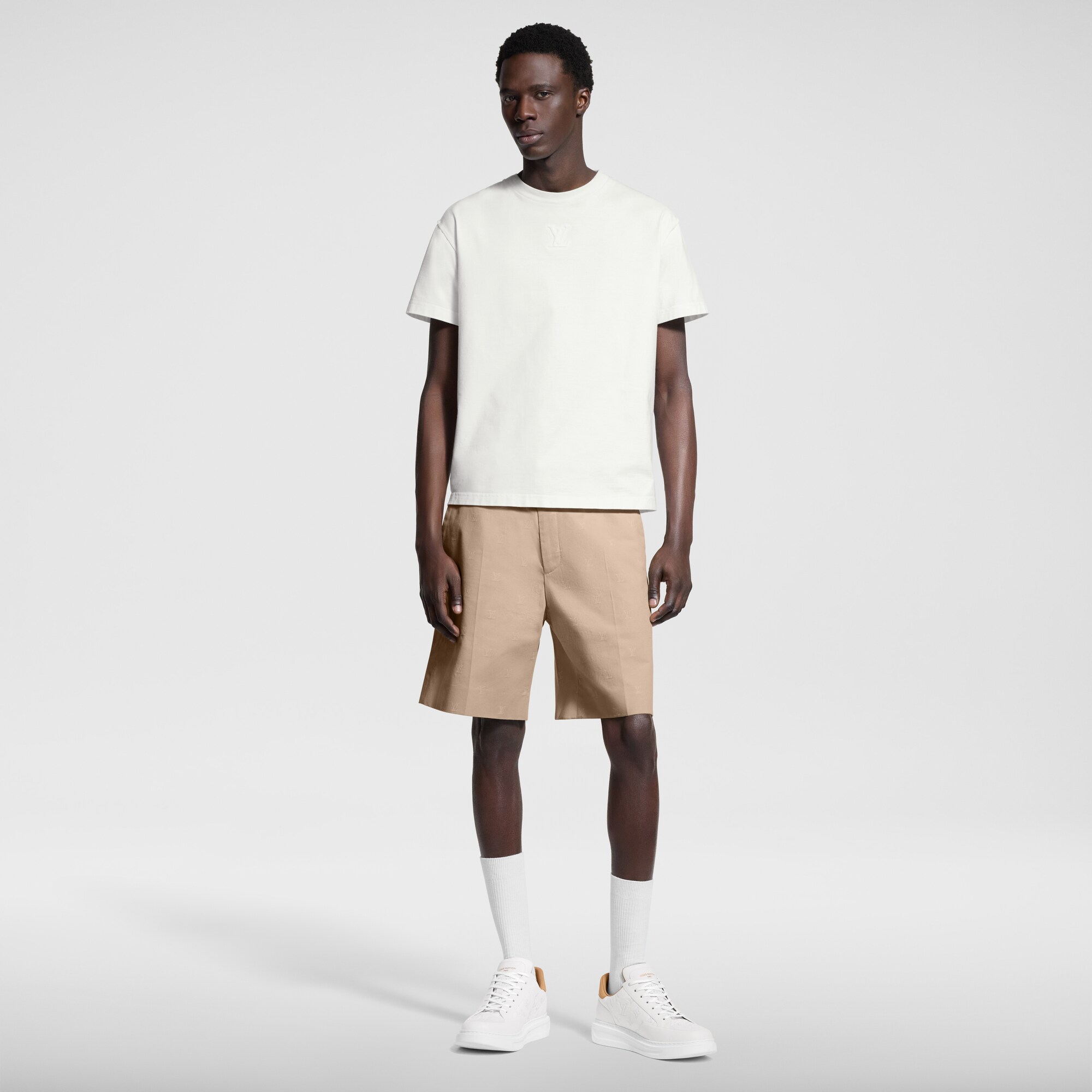 LV Blason Cotton Jacquard Chino Shorts  in Men
