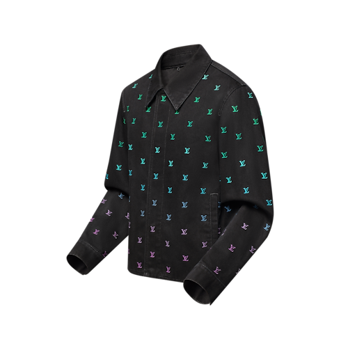 LV Blason Gradient Embroidered Denim Coach Jacket in Men's Ready-to-Wear Outerwear and Coats collections by Louis Vuitton (Product zoom)