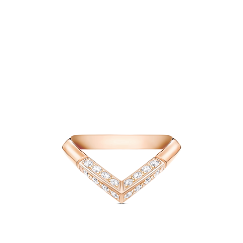 LV Diamonds Pavé V Ring, Pink Gold in Jewellery's Categories Wedding Bands collections by Louis Vuitton (Product zoom)