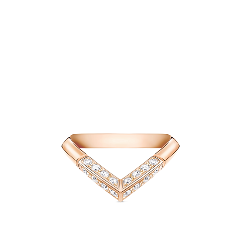LV Diamonds Pavé V Ring, Pink Gold in Jewellery's Categories Wedding Bands collections by Louis Vuitton (Product zoom)