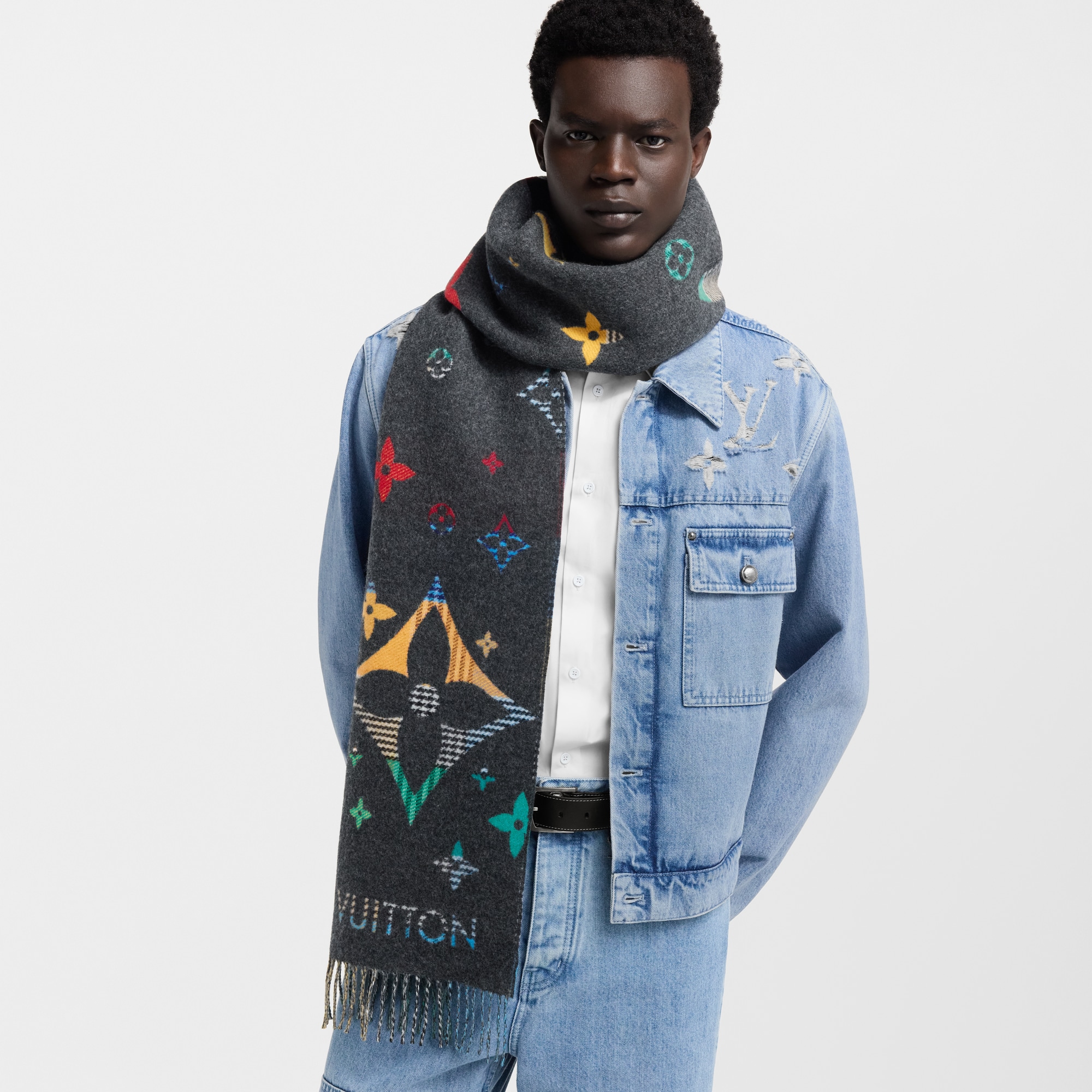 LV Galaxy Tartan Scarf . in Men