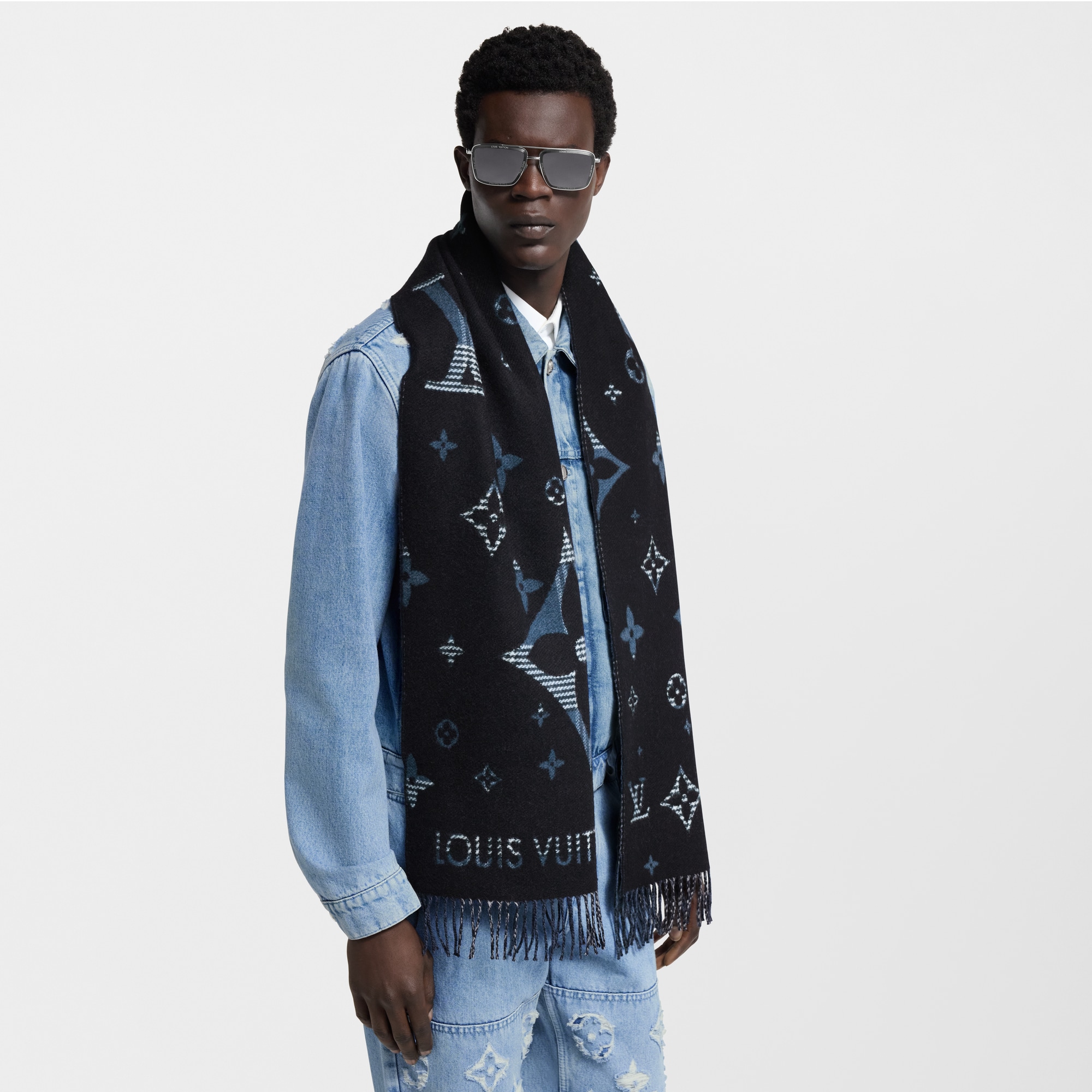 LV Galaxy Tartan Scarf . in Men