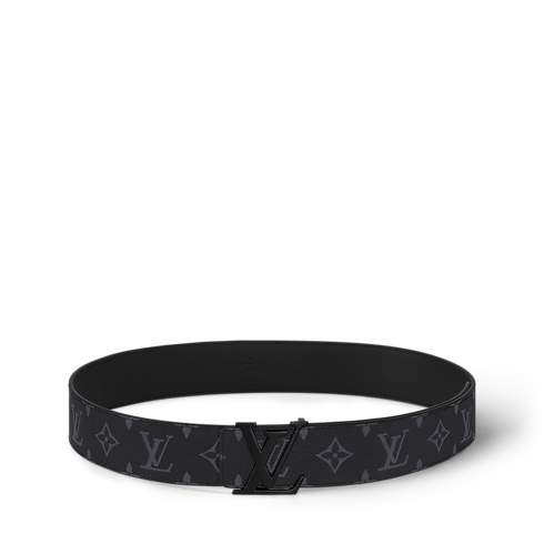 LV Initiales 40mm Matte Black Belt front view