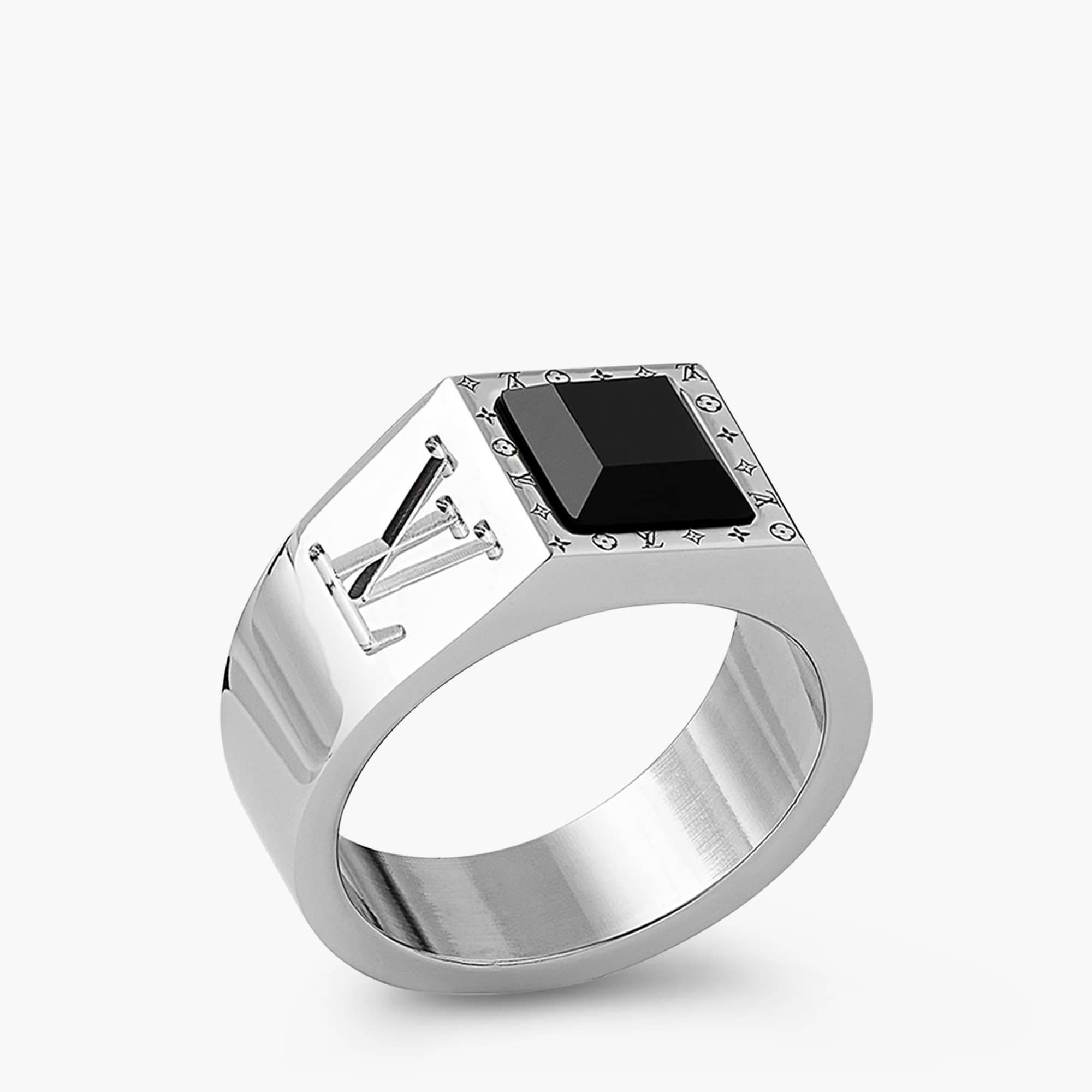 Wedding Band Louis Vuitton Mens Ring For Sale LV Onyx Signet