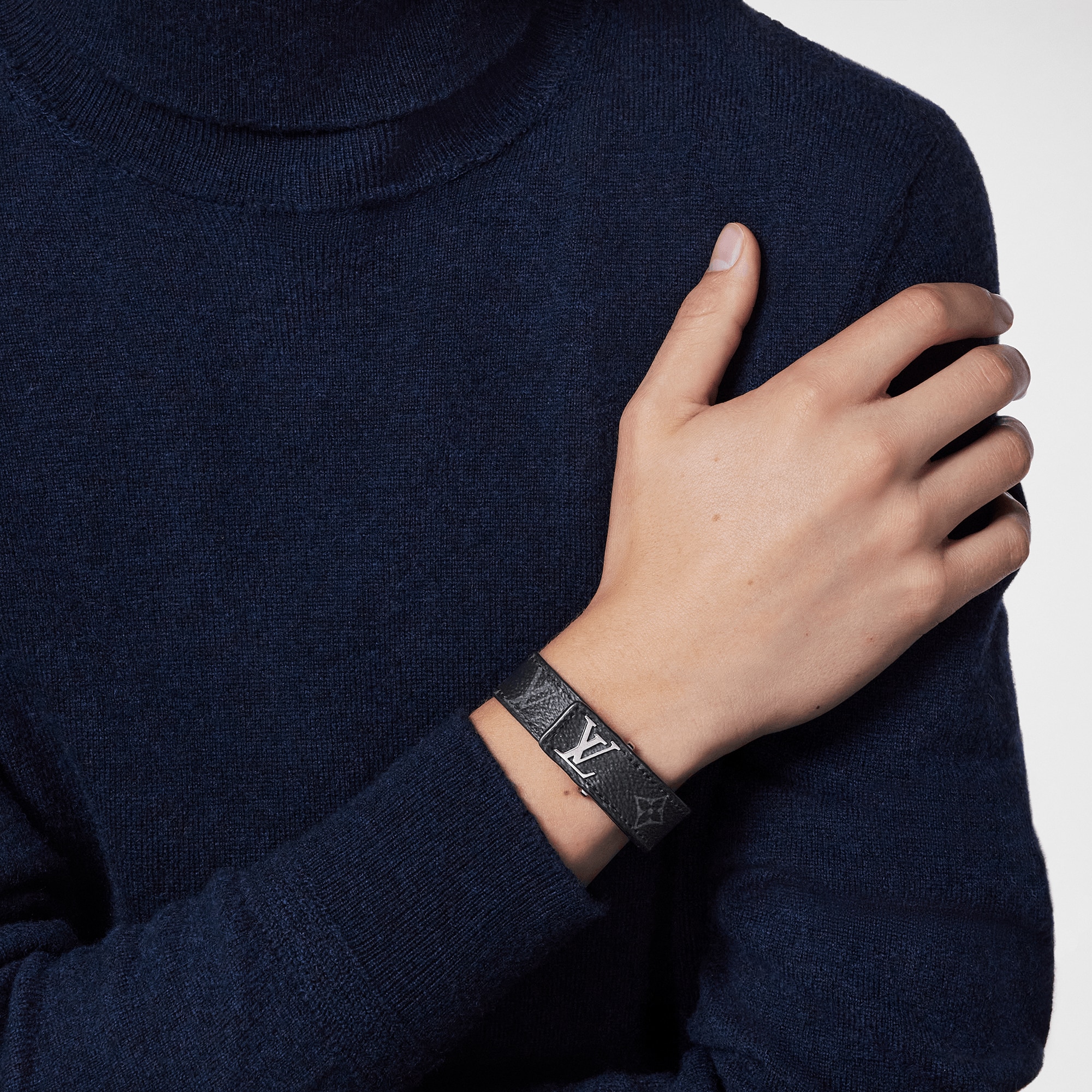 LV Slim Bracelet Monogram Eclipse in Men