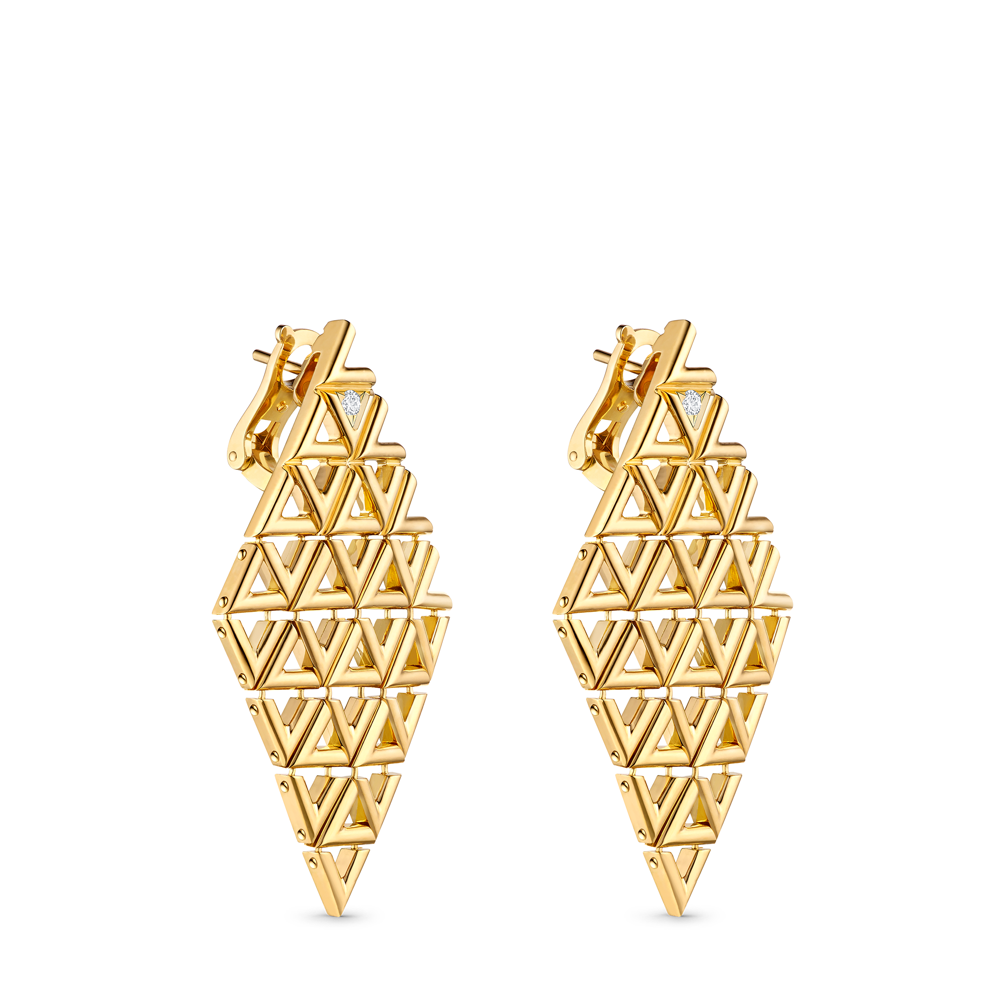 LV Volt Mesh Earrings, Yellow Gold And Diamonds  in Jewellery