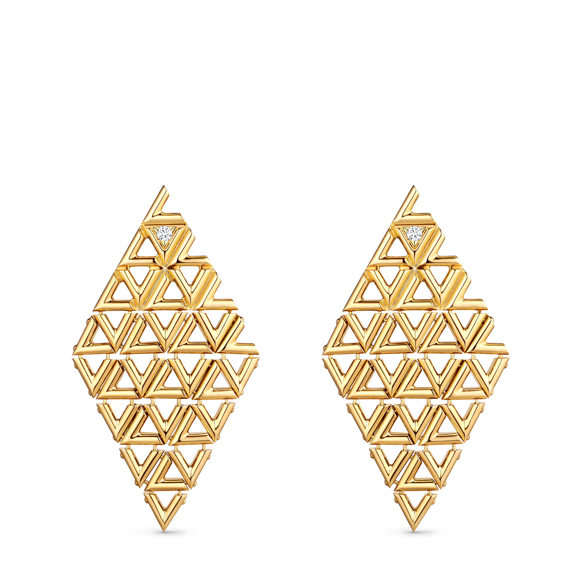 LV Volt Mesh Earrings, Yellow Gold And Diamonds  in Jewellery