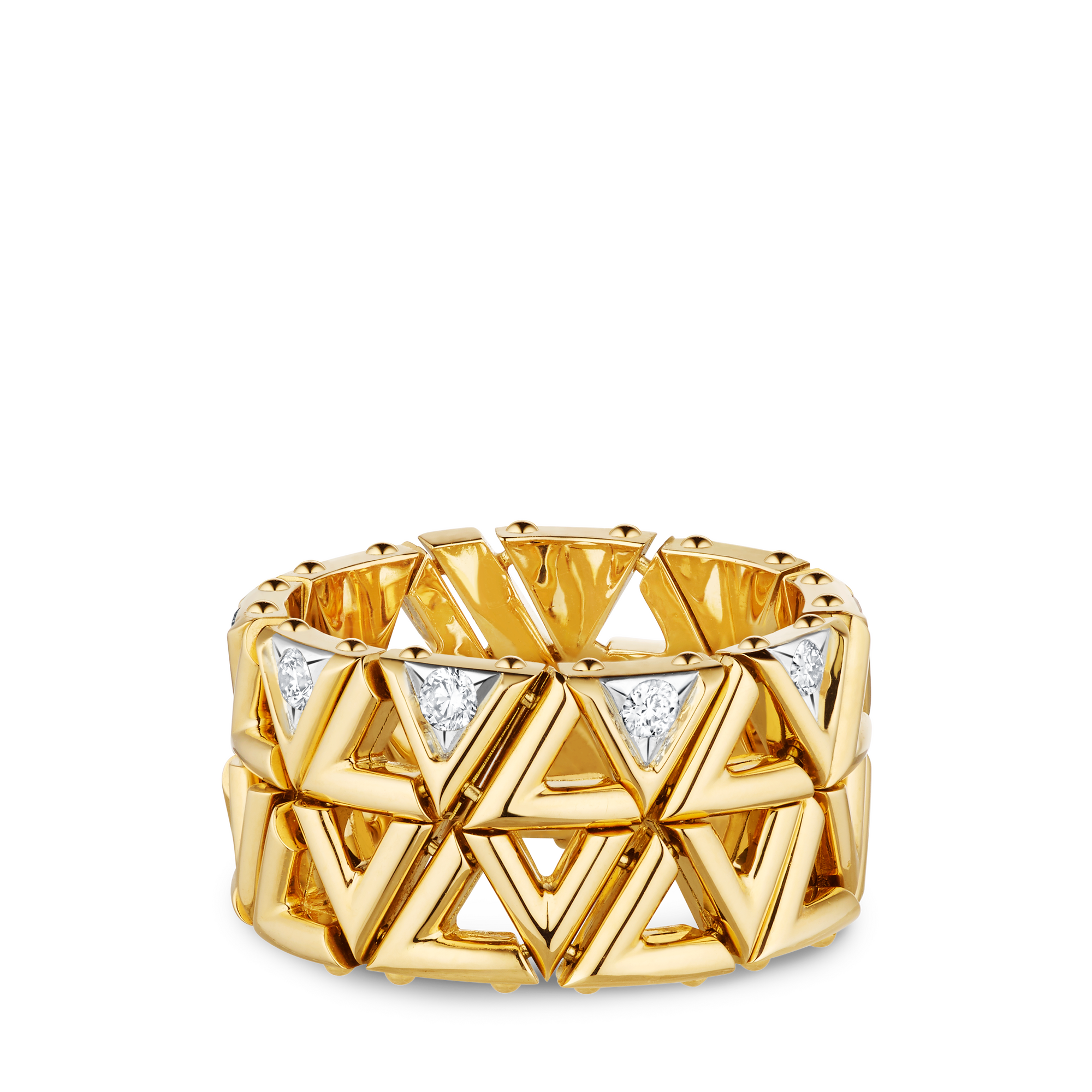 LV Volt Mesh Ring, Yellow Gold And Diamonds  in Jewellery