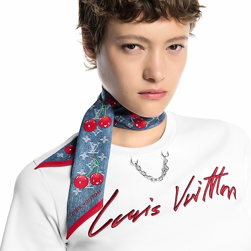 LV x TM Denim Cerise Bandeau . in Women's Accessories Silk Squares and Bandeaus collections by Louis Vuitton (Product zoom)