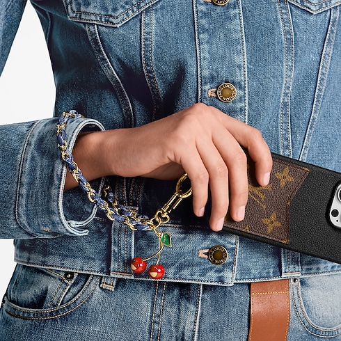 LV x TM Denim Cerise Phone Holder . in Women's Accessories Key Holders and Bag Charms collections by Louis Vuitton (Product zoom)
