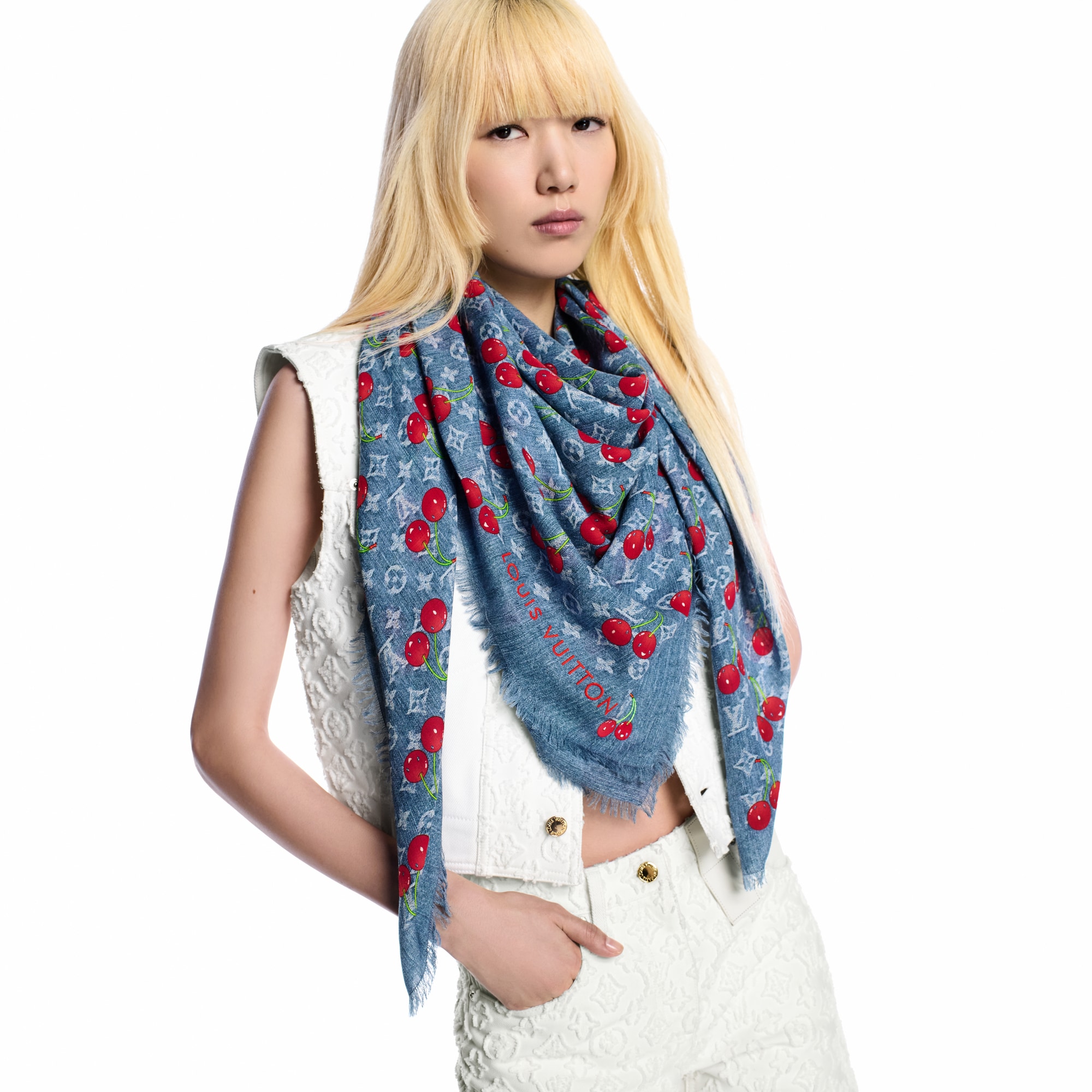 LV x TM Denim Cerise Shawl . in Women