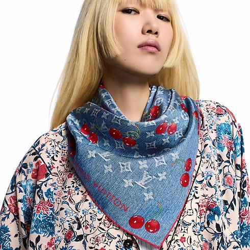 LV x TM Denim Cerise Square 90 . in Women's Accessories Silk Squares and Bandeaus collections by Louis Vuitton (Product zoom)