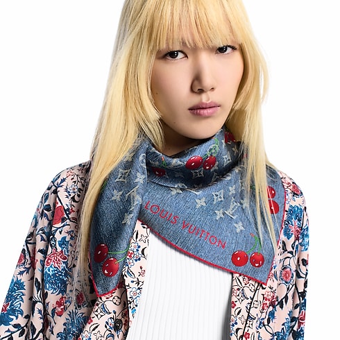 LV x TM Denim Cerise Square 90 . in Women's Accessories Silk Squares and Bandeaus collections by Louis Vuitton (Product zoom)