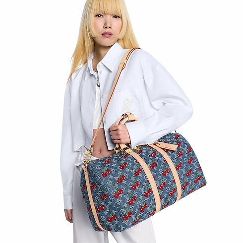 LV x TM Keepall Bandoulière 45 Monogram Denim in Women's Travel All Luggage and Accessories collections by Louis Vuitton (Product zoom)