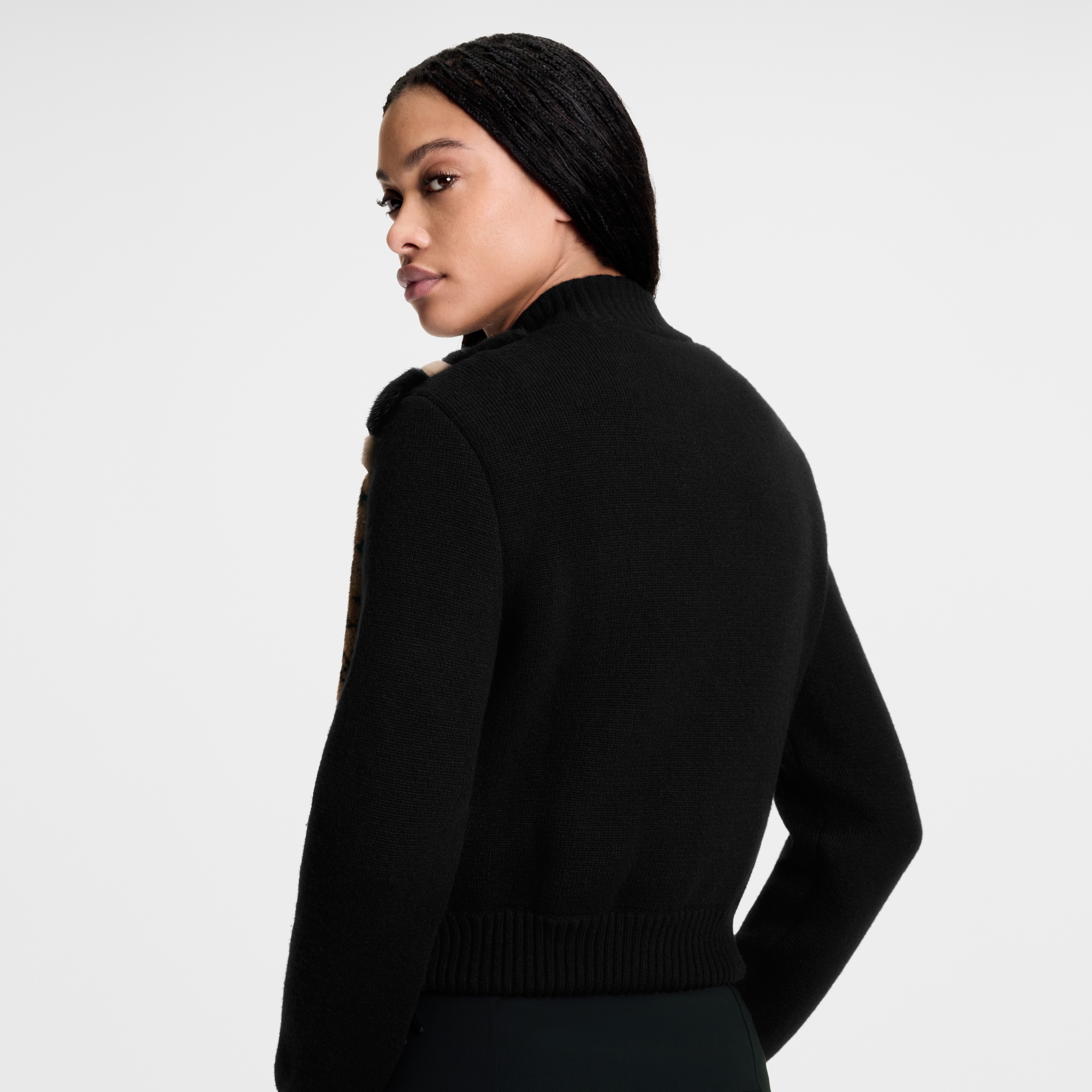 Mink Intarsia Bi-Matiere Cropped Bomber  in Women