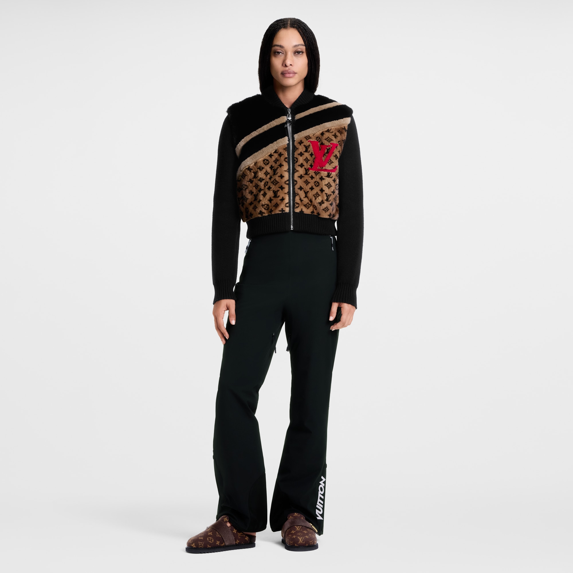 Mink Intarsia Bi-Matiere Cropped Bomber  in Women