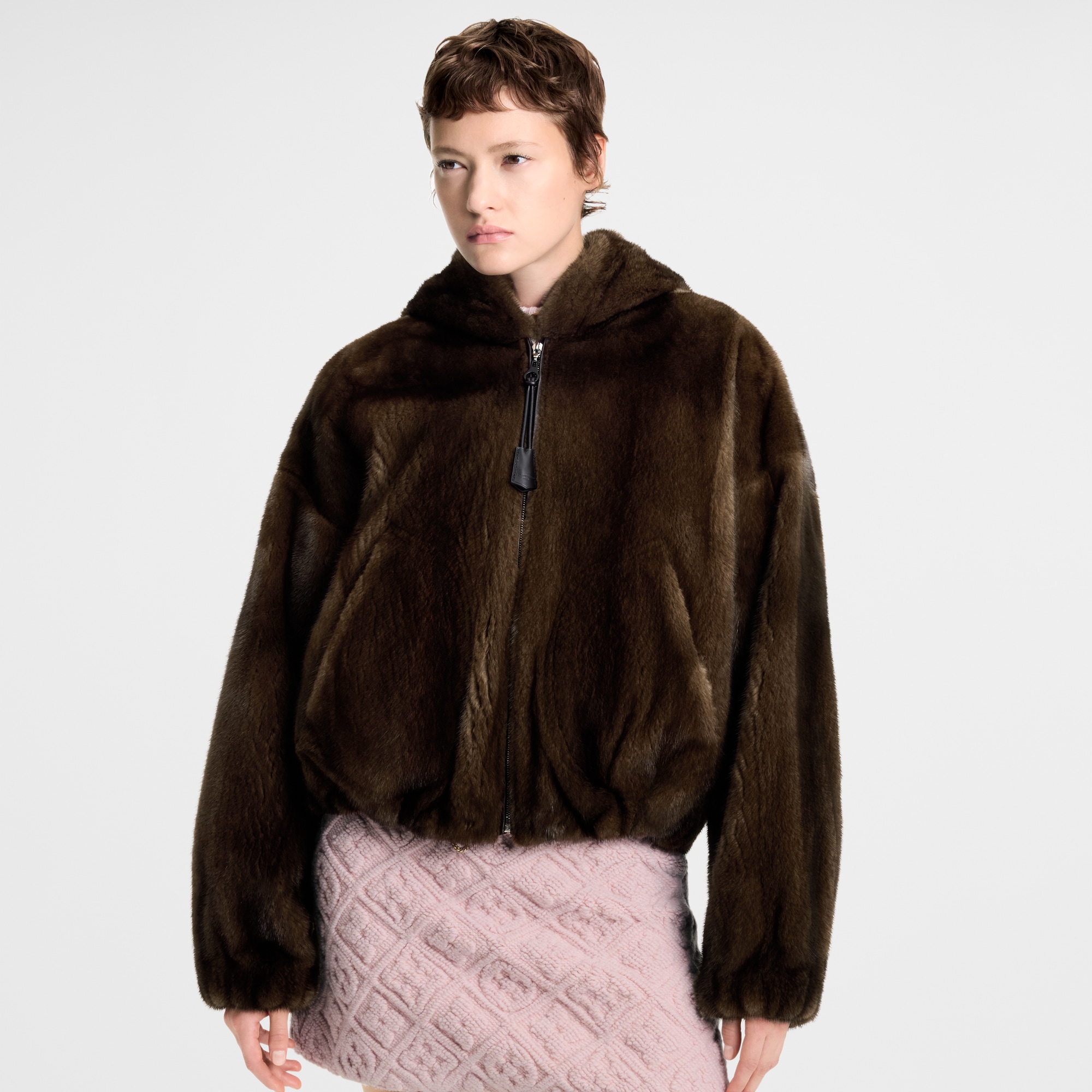 Mink Zipped Bomber  in Women