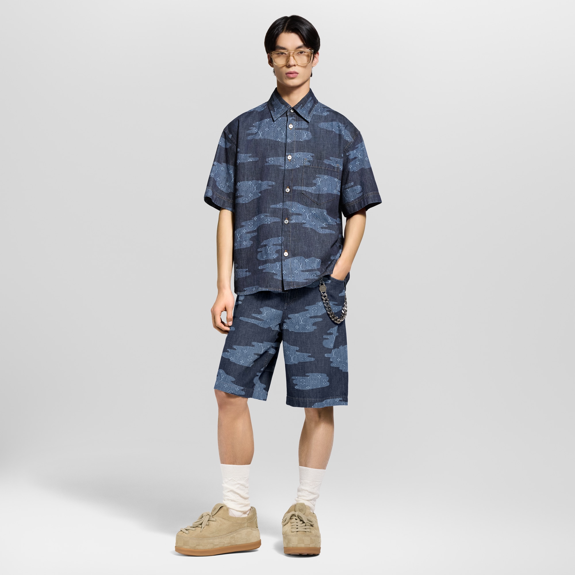 Monogram Chambray Shorts  in Men