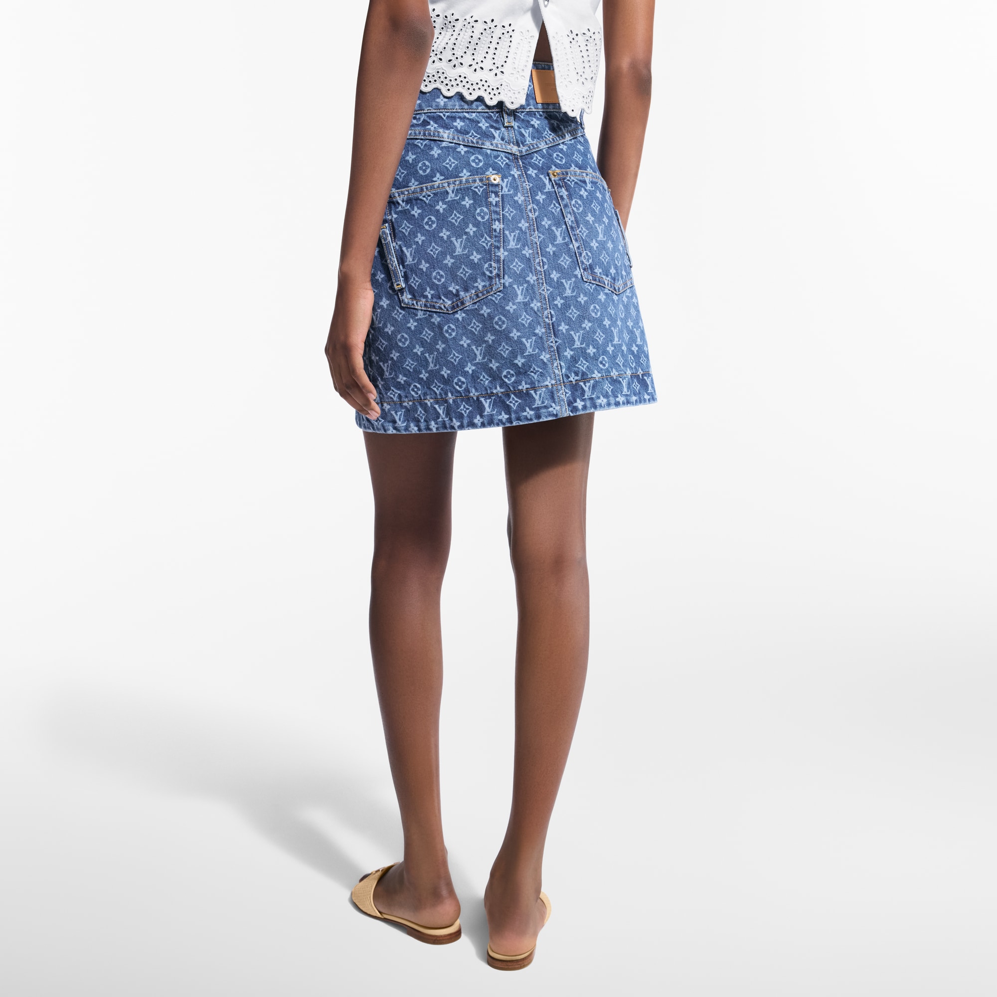 Monogram Denim Mini Skirt   in Women