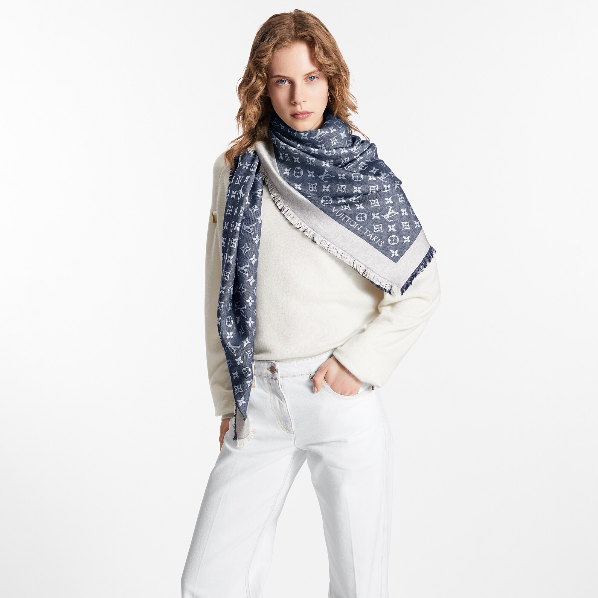 Monogram Denim Shawl . in Women