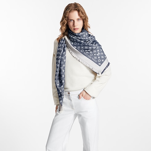 Monogram Denim Shawl . in Women's Accessories Shawls and Stoles collections by Louis Vuitton (Product zoom)