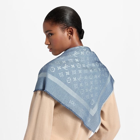 Monogram Denim Shawl cropped worn view
