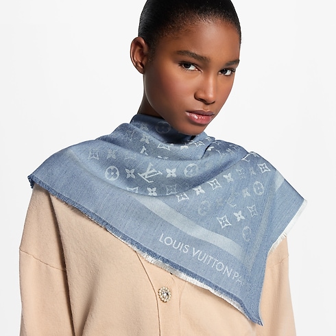 Monogram Denim Shawl worn view