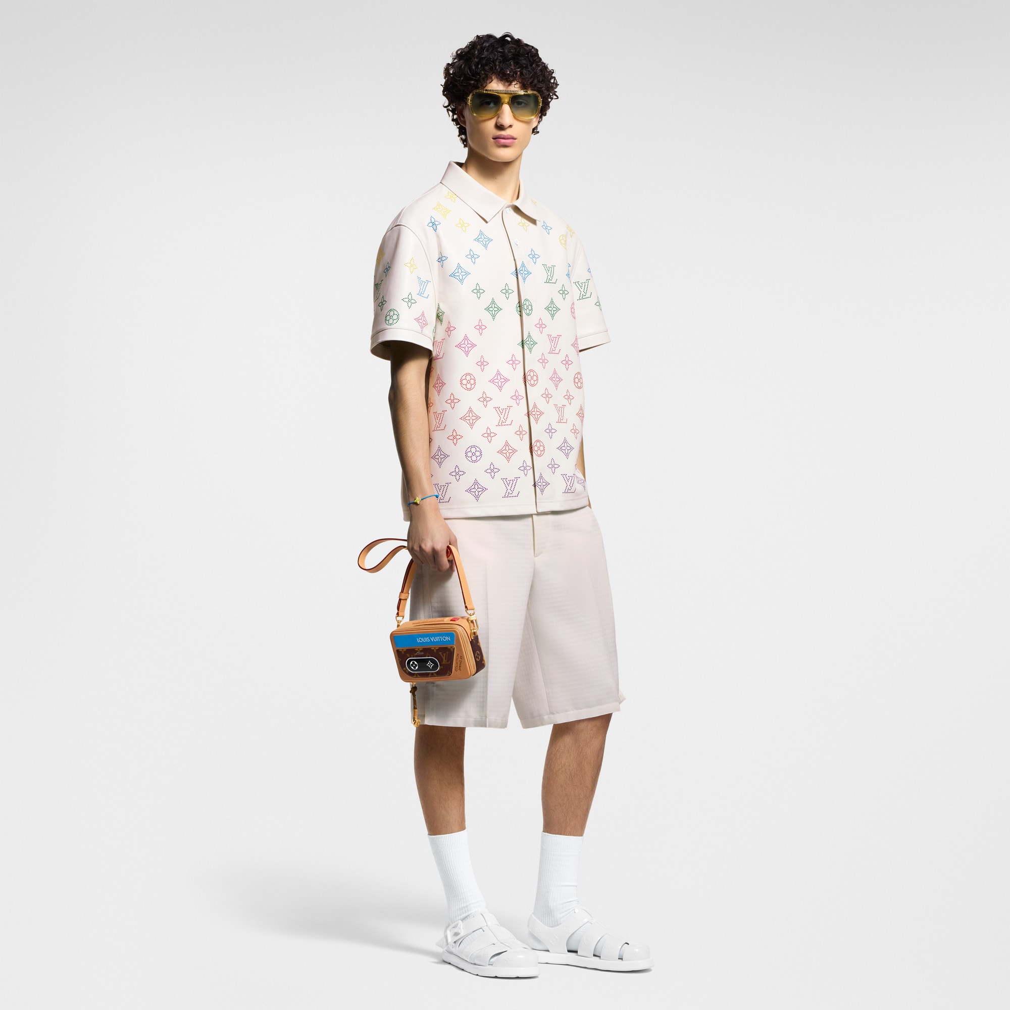 Monogram Flower Perforated Leather Polo Shirt  in Men